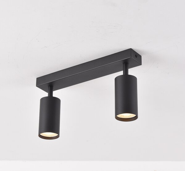 Lampada da soffitto a LED a 2 luci orientabile TWIN, nera