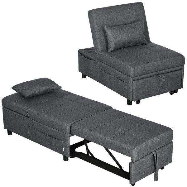 Poltrona letto 4 in 1 HOMCOM con funzione letto, divano letto estraibile, grigio