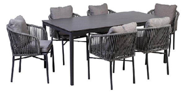 Gruppo di sedute greemotion Calgary 1 grigio, plastica antracite, metallo, 19 pezzi