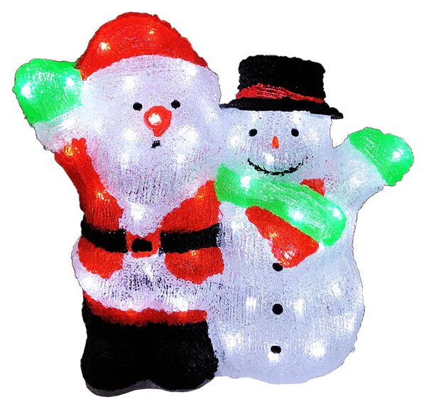 Babbo Natale in acrilico + pupazzo di neve 90 LED bianco freddo illuminazione esterna