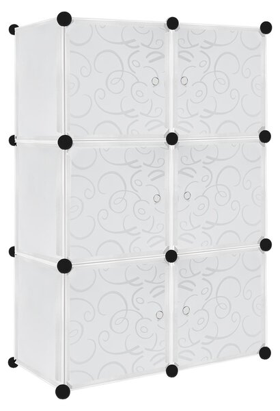 Organizzatore per armadi fai-da-te QEENTOE, con asta appendiabiti, adatto per riporre abiti, scarpe e libri, composto da 6 scomparti, colore bianco