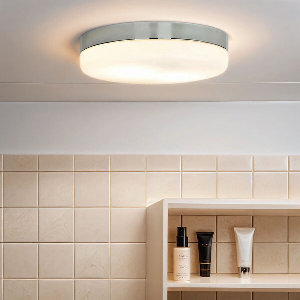 Plafoniera da bagno rotonda Ø 29 cm 3 luci E27 a basso abbagliamento cromo bianco metallo vetro Plafoniera da soffitto