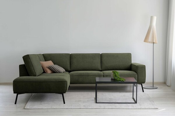 Divano angolare verde scuro (con penisola a sinistra/a L) con rivestimento in ciniglia Amsterdam – Scandic