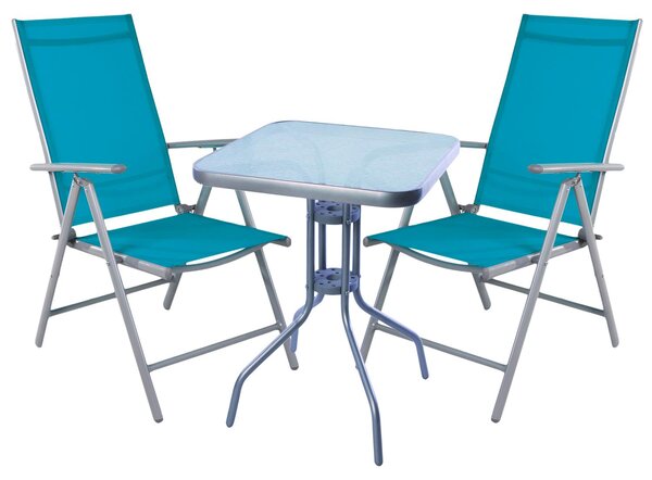 Set di sedute da bistrot Set da bistrot 3 pezzi grigio argento / petrolio