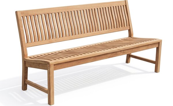 Panca da giardino Linder Exclusiv, realizzata in massello di teak, modello Kingsbury, 180 cm, senza braccioli, finitura naturale, dimensioni 180x65x90 cm