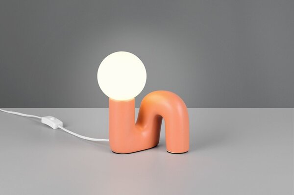 Lampada da tavolo arancione in ceramica (altezza totale 21,5 cm) Quinn – Reality