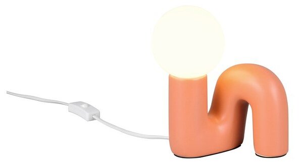Lampada da tavolo arancione in ceramica (altezza totale 21,5 cm) Quinn – Reality