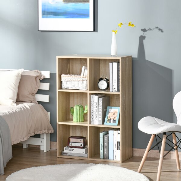 HOMCOM Mobile Libreria Moderno a 6 Cubi in Legno, 65.5x30x97.5 cm, color Rovere | Aosom Italy