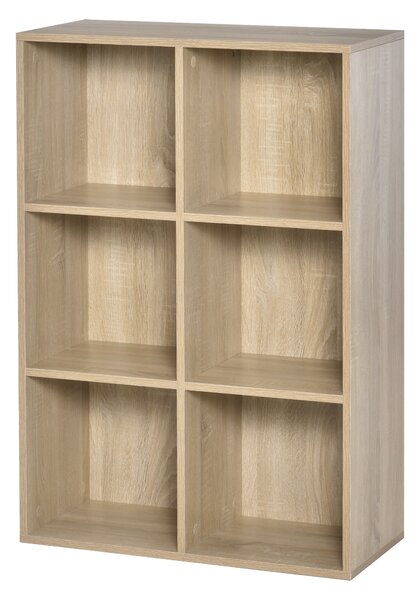 HOMCOM Mobile Libreria Moderno a 6 Cubi in Legno, 65.5x30x97.5 cm, color Rovere | Aosom Italy