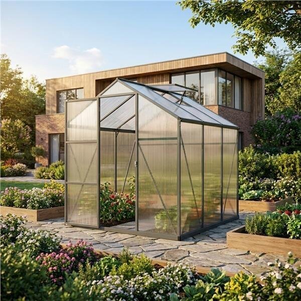 Serra da giardino 183 × 244 cm in policarbonato, con telaio in alluminio