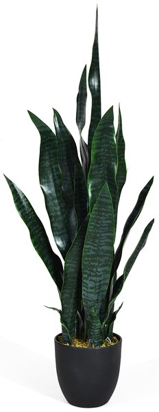 Costway Pianta artificiale 90 cm per decorare casa giardino ufficio, Sansevieria finta con vaso stabile e 20 foglie, Verde