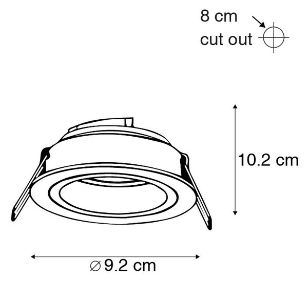 Set di 6 faretti da incasso rotondi neri con oro orientabili e inclinabili - Chuck