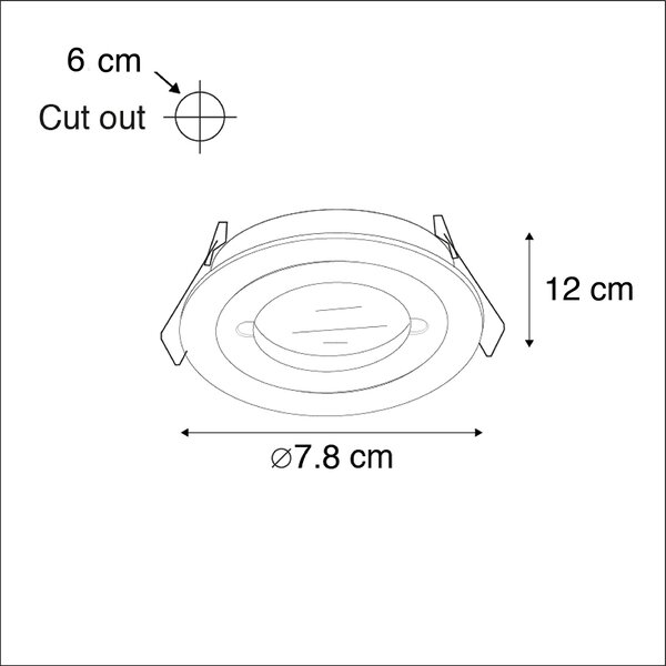 Set di 6 faretti da incasso moderni neri rotondi IP44 - Xena