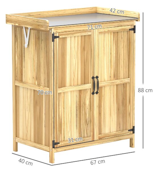 VivaGarden Armadietto da Esterno / Balcone in Legno di Abete 2 Ante 1 Ripiano Dimensioni 74x43x88 cm colore Legno