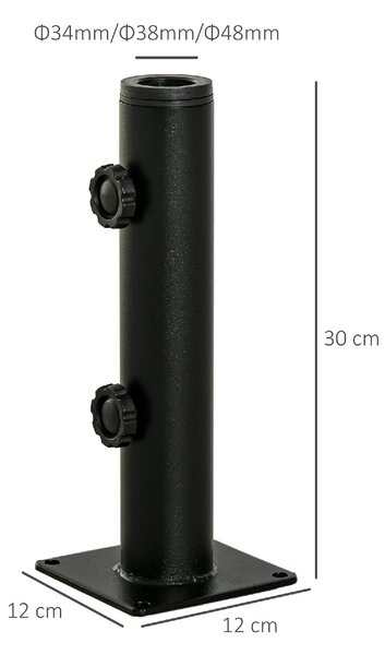 VivaGarden Base per Ombrellone da Giardino in Metallo 12x12x30 cm colore Nero