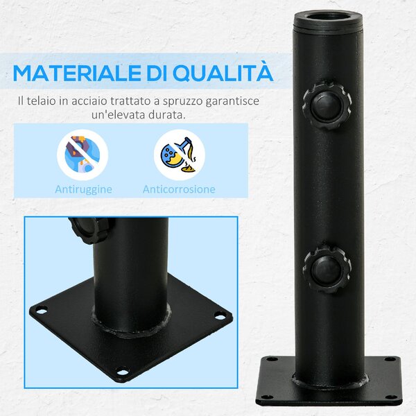 VivaGarden Base per Ombrellone da Giardino in Metallo 12x12x30 cm colore Nero
