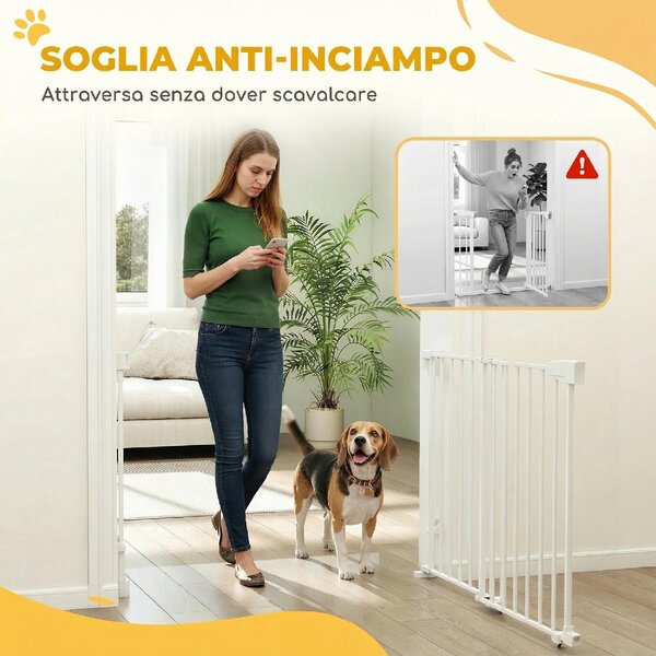 AllMyPets Cancelletto di Sicurezza per Cani 74.5-111.5x74.5 cm Chiusura Automatica Apertura con una Mano colore Bianco