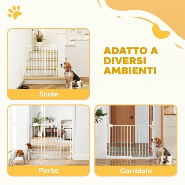 AllMyPets Cancelletto di Sicurezza per Cani 74.5-111.5x74.5 cm Chiusura Automatica Apertura con una Mano colore Bianco