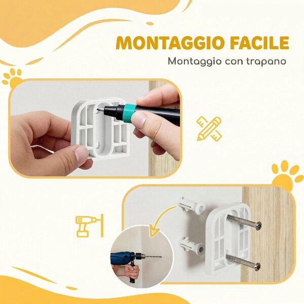 AllMyPets Cancelletto di Sicurezza per Cani 74.5-111.5x74.5 cm Chiusura Automatica Apertura con una Mano colore Bianco