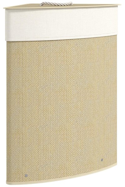 DecHome Cesto Portabiancheria Angolare 55L con Sacco Estraibile e Coperchio Removibile in Bamb 35x35x60 cm colore Legno