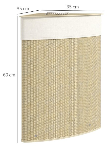 DecHome Cesto Portabiancheria Angolare 55L con Sacco Estraibile e Coperchio Removibile in Bamb 35x35x60 cm colore Legno