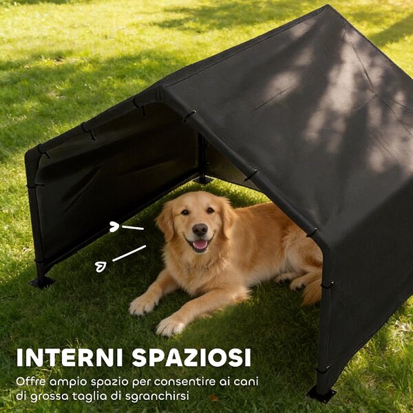 AllMyPets Cuccia per Cani da Esterno Taglia Grande in Tessuto Oxford 125x110x93 cm colore Nero