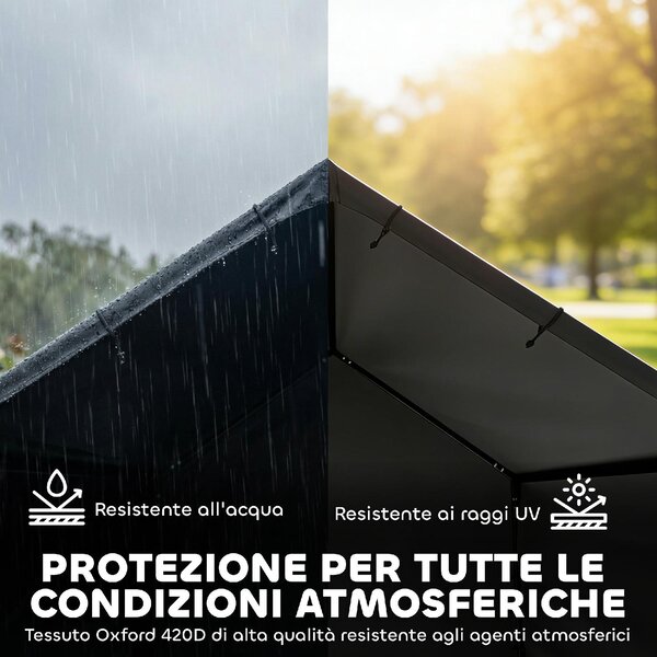 AllMyPets Cuccia per Cani da Esterno Taglia Grande in Tessuto Oxford 125x110x93 cm colore Nero