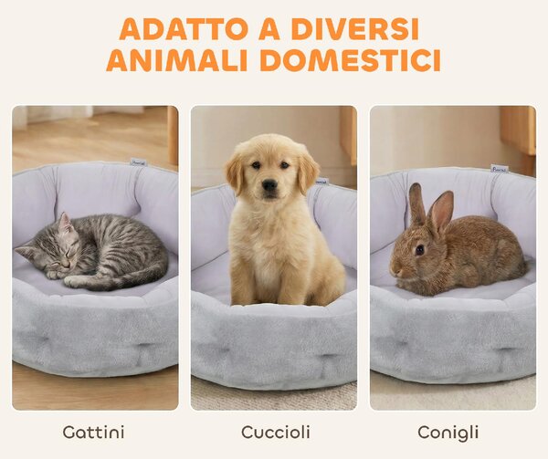 AllMyPets Cuccia per Gatti e Cani di Piccola Taglia da Interno Reversibile colore Grigio Chiaro