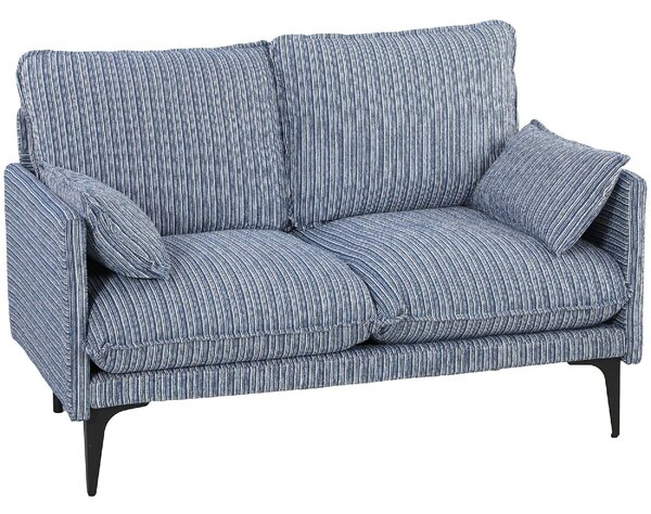 DecHome Divano 2 Posti Moderno in Tessuto effetto Lino Dimensioni 131x78x83 cm colore Blu