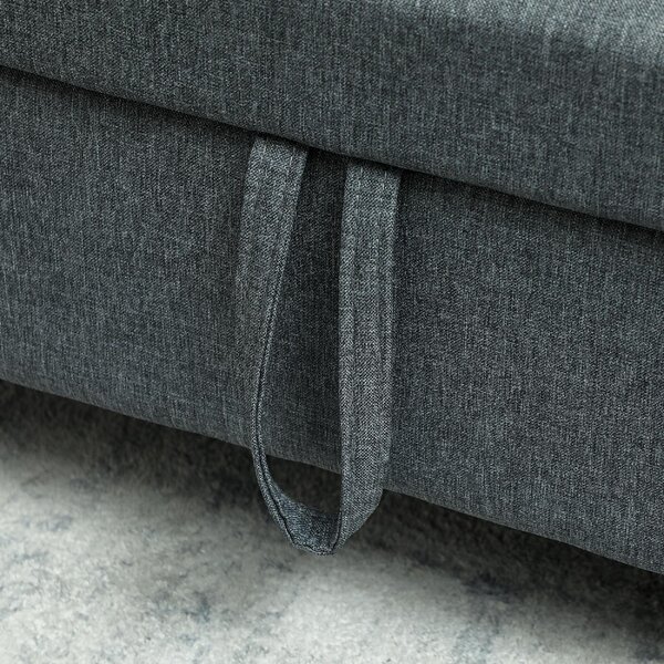 DecHome Divano 2 Posti Scandinavo Vano Contenitore in Tessuto effetto Lino Dimensioni 135x72x84 cm colore Grigio Scuro