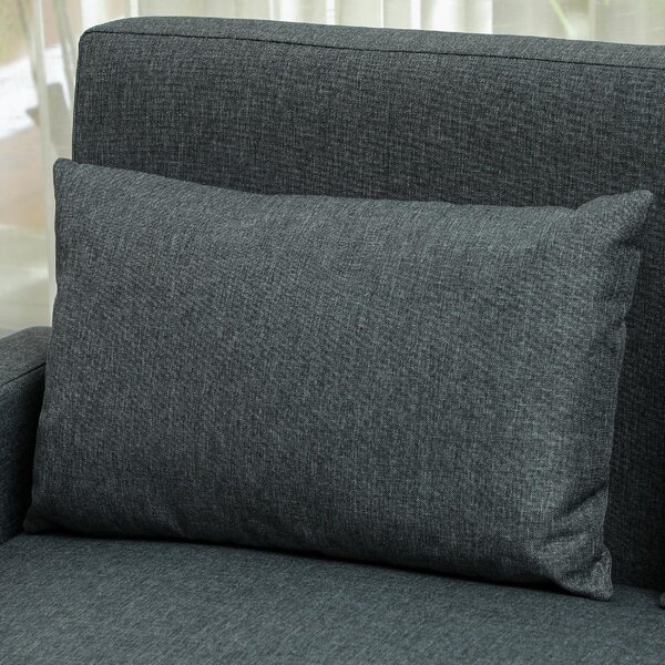 DecHome Divano 2 Posti Scandinavo Vano Contenitore in Tessuto effetto Lino Dimensioni 135x72x84 cm colore Grigio Scuro