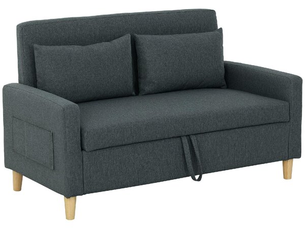 DecHome Divano 2 Posti Scandinavo Vano Contenitore in Tessuto effetto Lino Dimensioni 135x72x84 cm colore Grigio Scuro