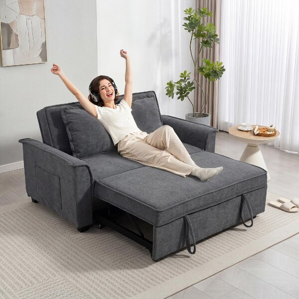 DecHome Divano Letto Clic-Clac 2 Posti Moderno in Ciniglia Dimensioni 168x85x86 cm colore Grigio Scuro