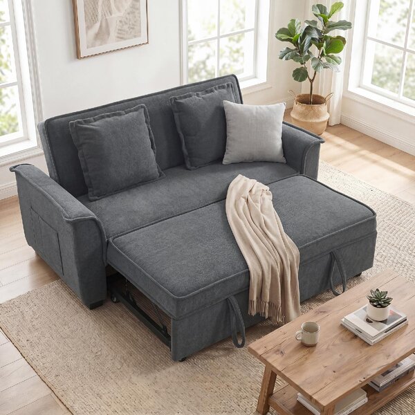 DecHome Divano Letto Clic-Clac 2 Posti Moderno in Ciniglia Dimensioni 168x85x86 cm colore Grigio Scuro