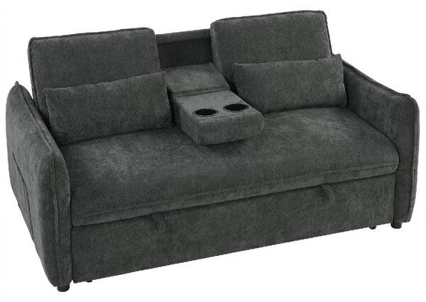 DecHome Divano Letto 2 Posti Moderno in Ciniglia Dimensioni 166x90x84 cm colore Grigio Scuro