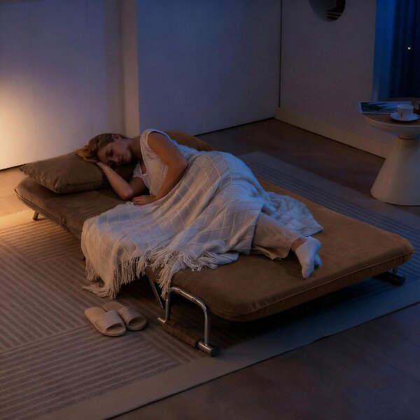 DecHome Divano Letto Clic-Clac 2 Posti Moderno in Ecopelle Dimensioni 111x80x78 cm colore Marrone