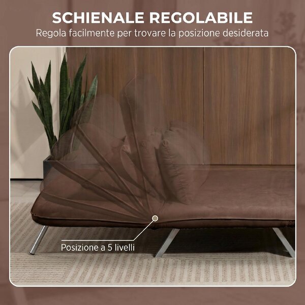 DecHome Divano Letto Clic-Clac 2 Posti Moderno in Ecopelle Dimensioni 111x80x78 cm colore Marrone