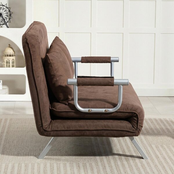 DecHome Divano Letto Clic-Clac 2 Posti Moderno in Ecopelle Dimensioni 111x80x78 cm colore Marrone