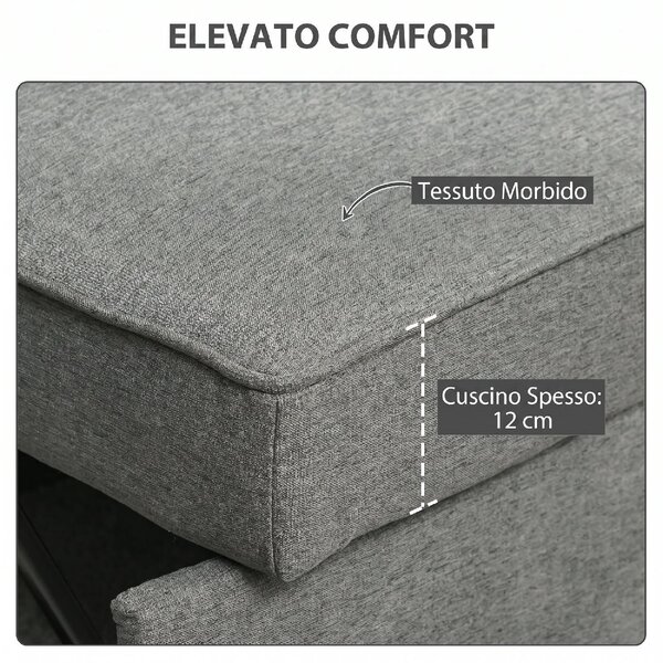 DecHome Divano Letto Clic-Clac 2 Posti Moderno in Tessuto effetto Lino Dimensioni 148x86x91.5 cm colore Grigio