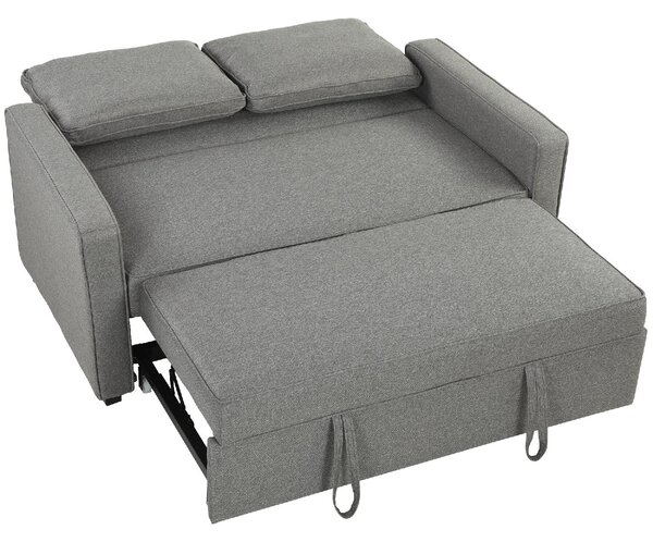 DecHome Divano Letto Clic-Clac 2 Posti Moderno in Tessuto effetto Lino Dimensioni 148x86x91.5 cm colore Grigio