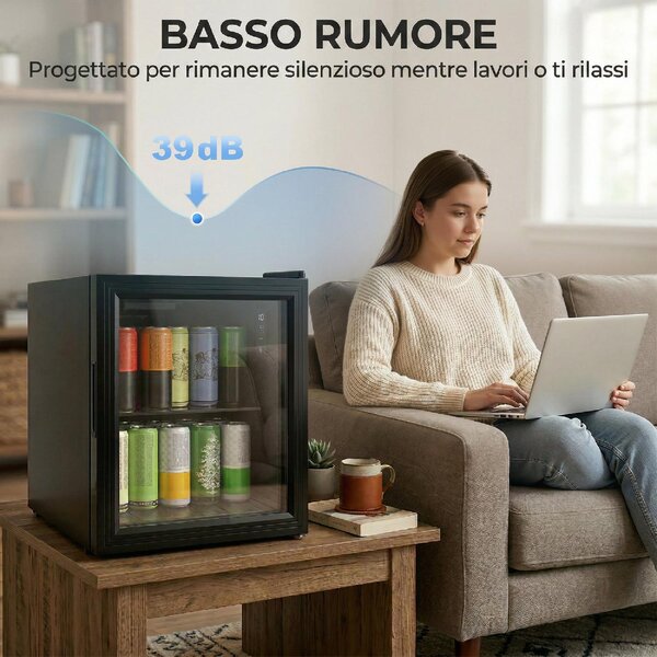 DecHome Mini Frigo Frigobar 46 Litri Classe D Raffreddamento Statico colore Nero - 0BKV361