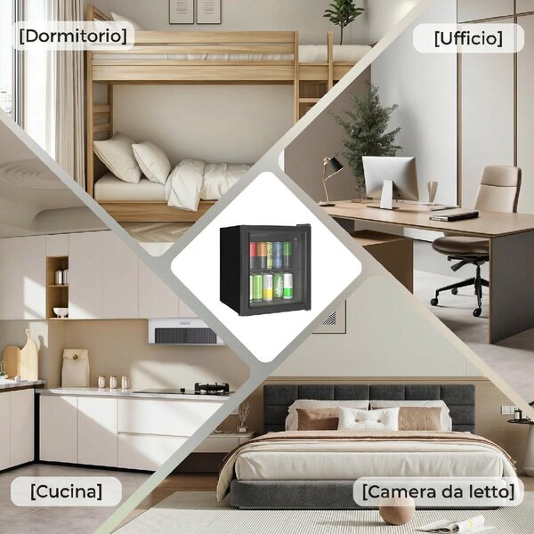 DecHome Mini Frigo Frigobar 46 Litri Classe D Raffreddamento Statico colore Nero - 0BKV361