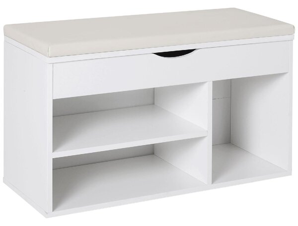 DecHome Panca Scarpiera 2 Ripiani 1 Vano superiore a Scomparsa Dimensioni 80x30x47 cm colore Bianco