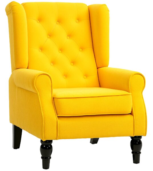 DecHome Poltrona Classica in Velluto Dimensioni 74x86x102 cm colore Giallo