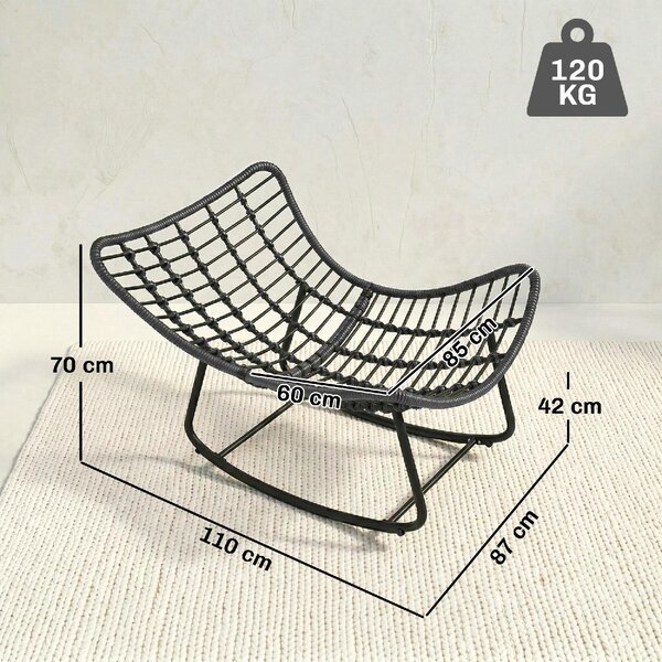 VivaGarden Poltrona da Esterno in Rattan PE con Cuscino Dimensioni 87x110x70 cm colore Grigio Scuro