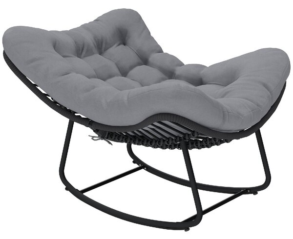 VivaGarden Poltrona da Esterno in Rattan PE con Cuscino Dimensioni 87x110x70 cm colore Grigio Scuro