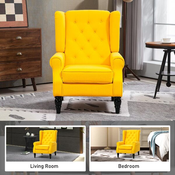 DecHome Poltrona Classica in Velluto Dimensioni 74x86x102 cm colore Giallo