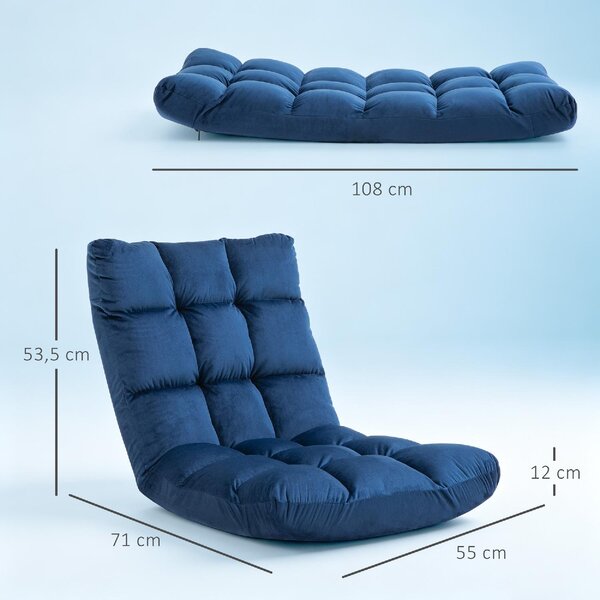 DecHome Poltrona da Terra Moderna in Velluto Dimensioni 55x71x53.5 cm colore Blu