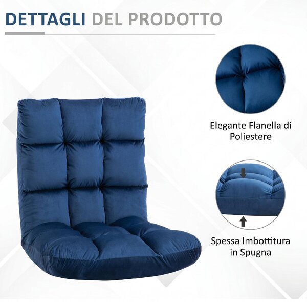DecHome Poltrona da Terra Moderna in Velluto Dimensioni 55x71x53.5 cm colore Blu