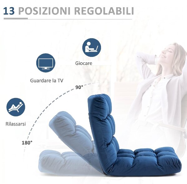DecHome Poltrona da Terra Moderna in Velluto Dimensioni 55x71x53.5 cm colore Blu